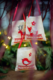 Kerstdiertjes set van 3 | Aida telpakket cadeauzakjes | Vervaco