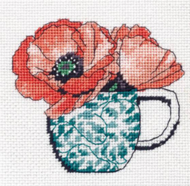 Floral teacup | Voorbedrukt stramien | Dimensions