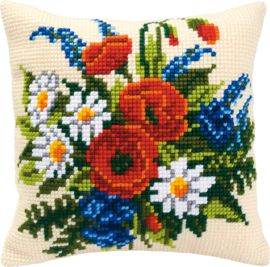 Field Flowers Canvas Cushion Vervaco