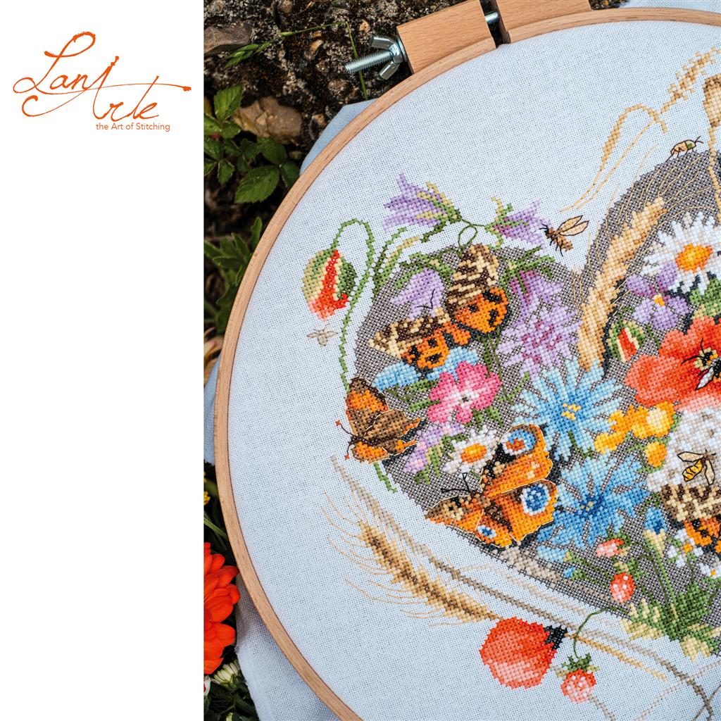 Bloemenhartje - evenweave - Marjolein Bastin - Lanarte telpakket