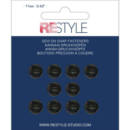 11mm Zwarte Aannaaidrukknopen | Restyle