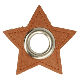 Brown Star 8mm Nickel Faux Leather Eyelet
