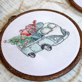 Christmas Retro Cars set van 5 Aida Leti Stitch Telpakket