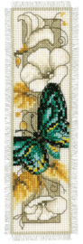 Butterfly and Flowers Aida Bookmark Cross Stitch Kit Vervaco