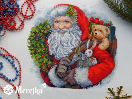 Santa with Wreath Aida Merejka Borduurpakket