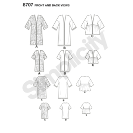 8707 A Simplicity Naaipatroon | Kimono/ochtendjas 3-8/XS-XL