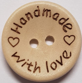 20mm Handmade with Love Wooden Button