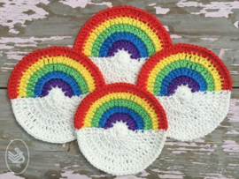 Rainbow Coasters Crochet Durable Coral