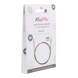 80cm Zwart met gouden connector Swivel stainless steel kabel - 360°- KnitPro