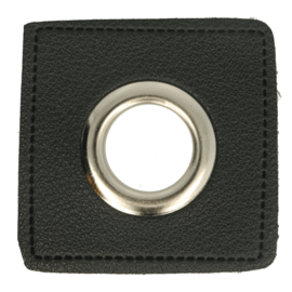 Black 8mm Nickel Faux Leather Square Eyelet