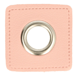 Pink 14mm Nickel Faux Leather Square Eyelet