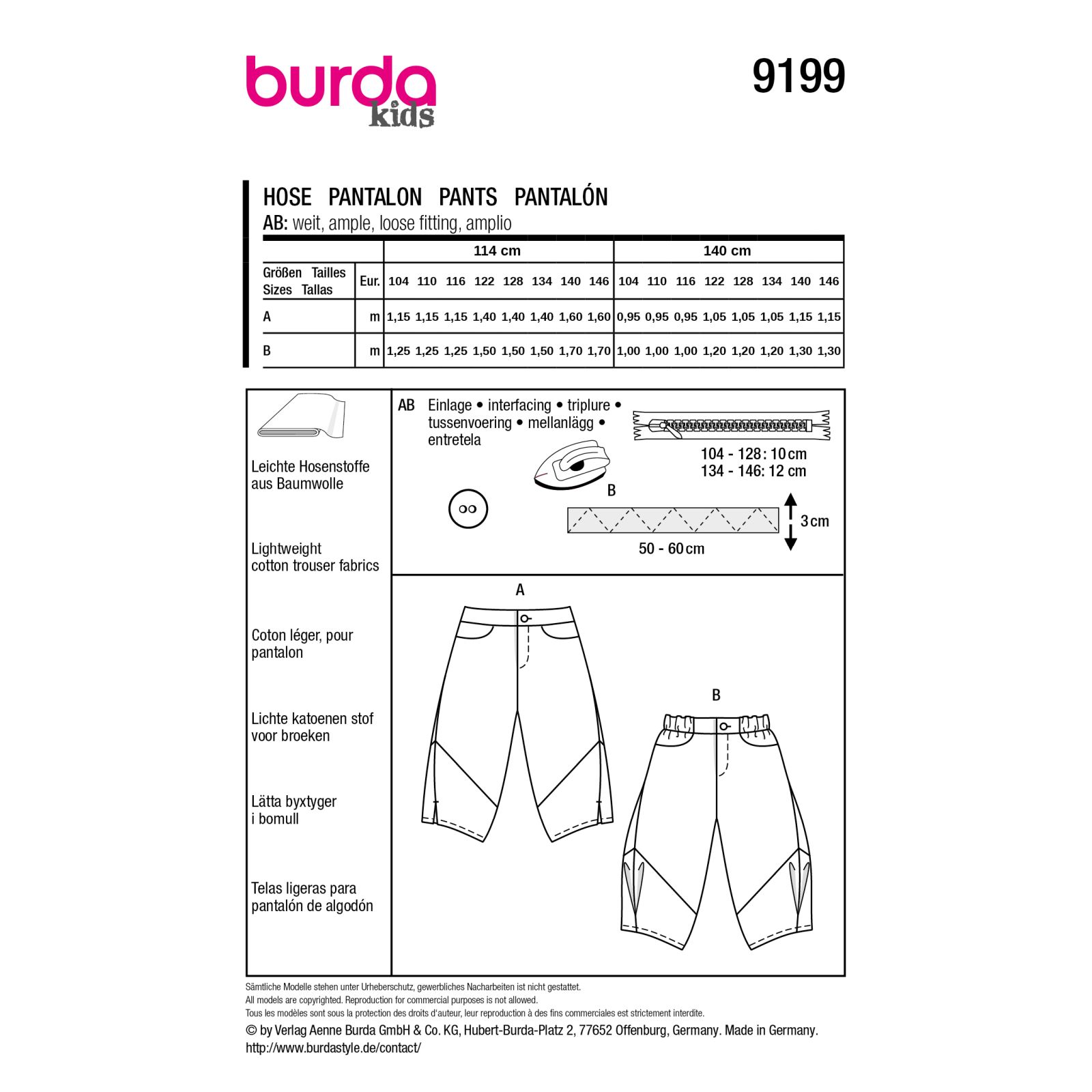 9199 Burda Naaipatroon | Broek in variatie