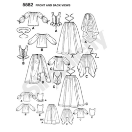 5582 DD Simplicity Sewing Pattern | Misses' Renaissance Costumes 30-36