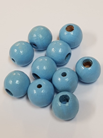 12mm Houten Eindkraal Licht Blauw