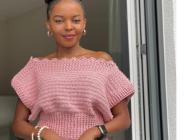 Off Shoulder X stitch rib top - gehaakt - Durable Comfy