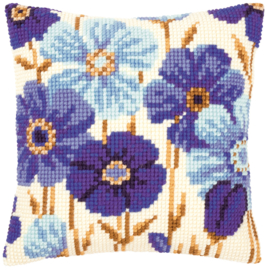 Blue Anemones Canvas Cushion Vervaco
