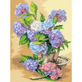 Hortensia's - voorbedrukt canvas - Orchidea