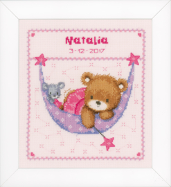 Pink Little Bear in Hammock Aida Vervaco