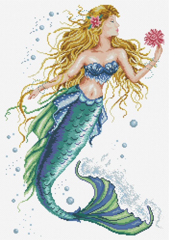 Mermaid wish - voorbedrukt aida borduurpakket - Ladybird