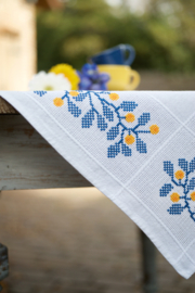 Blue Twigs Aida Tablecloth Vervaco