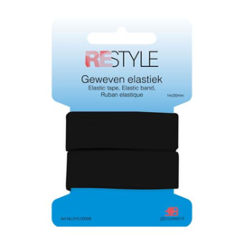 Black 20mm 1 meter Woven Elastic ReStyle