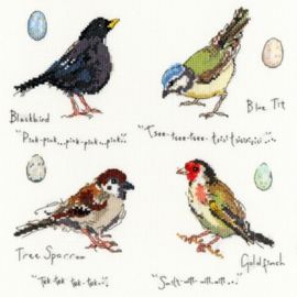 Garden Birds 2 by Madeleine Floyd Aida Bothy Threads Cross Stitch Kit