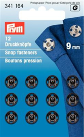 9mm Zwarte Aannaaidrukknopen | Prym