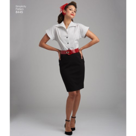 8445 U5 Simplicity Naaipatroon | Misses' 1950s Vintage Blouses and Cummerbund Maat 42-50