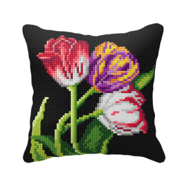 Tulpen - voorbedrukt kruissteekkussen - Orchidea