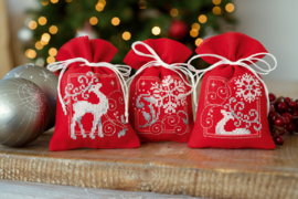 Deers and Snowflakes set of 3 Vervaco Bag kit