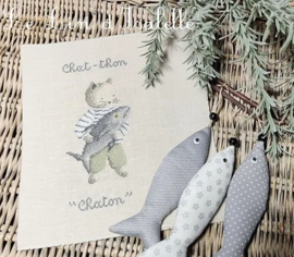 Chat-Chon / Kitten with Fish Cross Stitch Pattern Le Lin D'Isabelle