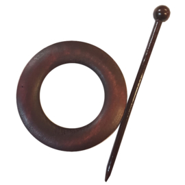 Round Dark Marble Wooden Shawl Pin