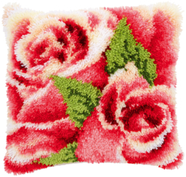 Roze rozen met roosknoop | Knoopkussen | Vervaco