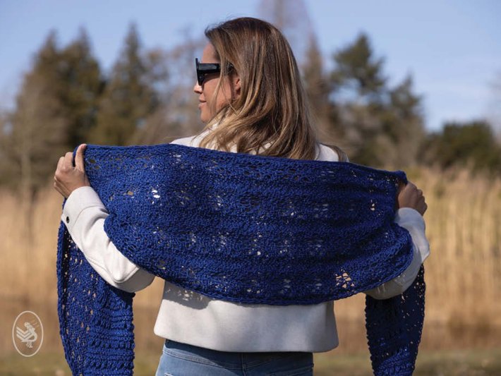 Omslagdoek blue star - gebreid - Durable Comfy