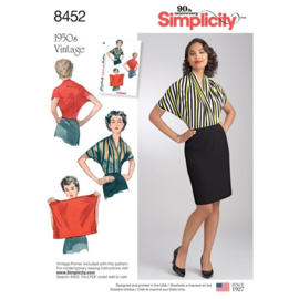 8452 A Simplicity Naaipatroon | Misses' Vintage Knit Blouse Maat S, M, L