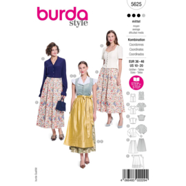5625 Burda naaipatroon - Rok, Short, Blouse en Bustier top in variatie