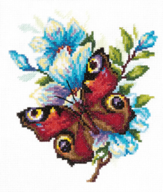 Peacock Butterfly Aida Magic Needle Telpakket