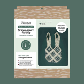 Blue Beginner Crochet kit Granny Square Bag