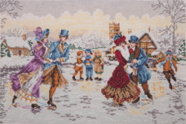 Skaters at Christmas Aida Cross Stitch Kit Anchor