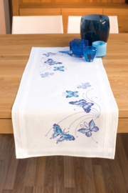 Blauwe vlinders | tafelloper voorbedrukt | Vervaco