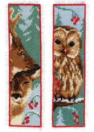 Owl and Deer Aida Bookmarks Cross Stitch Kit Vervaco