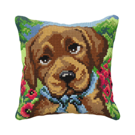 Puppy - voorbedrukt kruissteekkussen - Orchidea