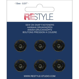 13mm Zwarte Aannaaidrukknopen | Restyle