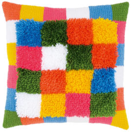 Bright Squares Knoop- Kettingkussen Vervaco