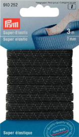 7mm x 3m | Zwart Super Elastiek | Prym