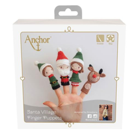 Haakset Kerstdorp vingerpoppetjes ( Santa Village finger puppets) | Anchor