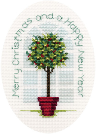 Holly tree | Aida telpakket kerstkaart | CDX39 | Bothy Threads