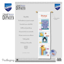 Baby diertjes - aida groeimeter - Vervaco telpakket