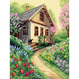 De lente is hier - voorbedrukt canvas - Orchidea