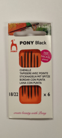 Black 18/22 Chenille Borduurnaalden met Punt Pony